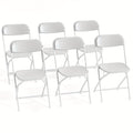 White Folding Chairs 6 10 or 12 Pack Plastic Stackable 350lb Heavy Duty, Portable Party Chairs with Steel Frame for Wedding Office Patio Dining Events, Commercial Grade