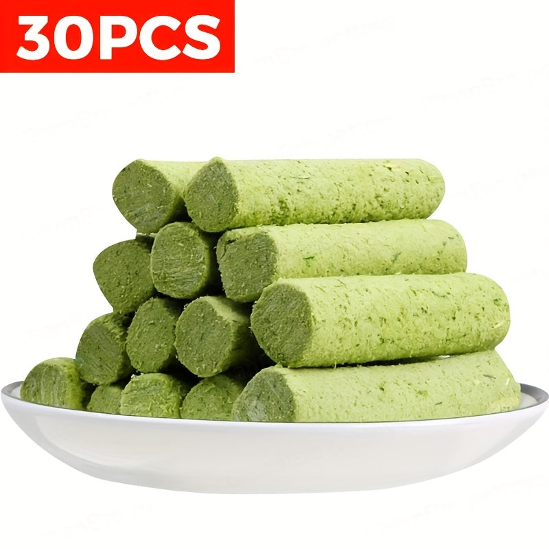 Cat Grass Freeze-Dried Grinding Sticks – Edible Chew Toy for Cat Teeth Cleaning & Hairball Removal, Natural Cat Grass Snack Treats 15 or 30 Pcs