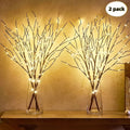 2-Piece Tree Branch LED Lights - Battery Powered, 20 LEDs Each - Vase Artificial Branch Decorative Lamp - Romantic Bedside & Home Decor - Warm Light
