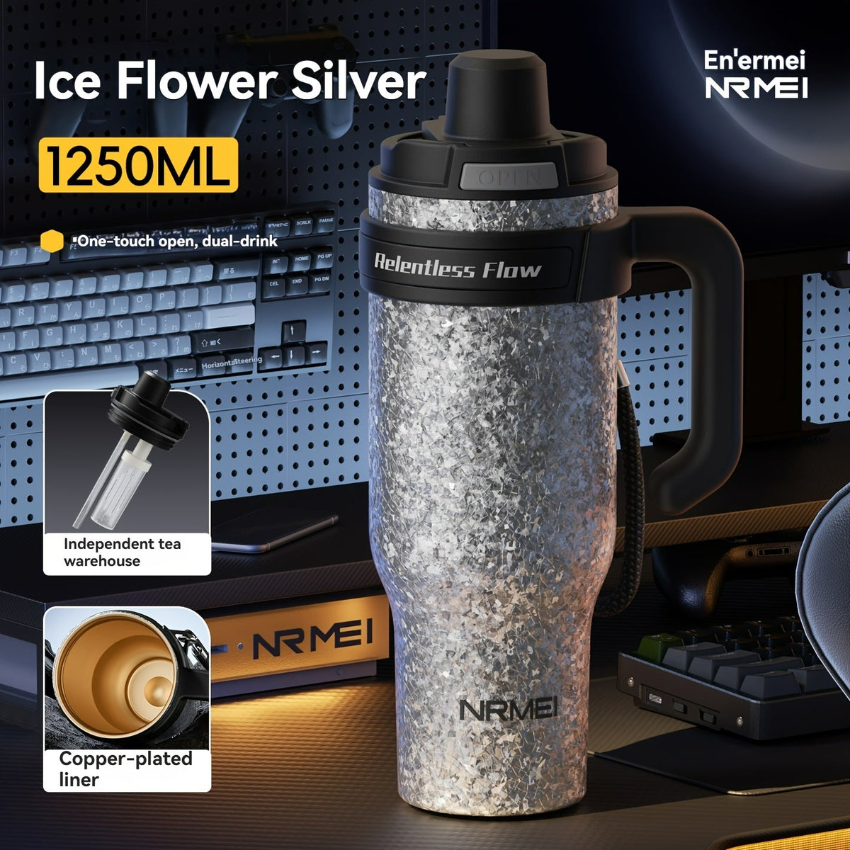 Stainless Steel Insulated Thermos 24-Hour Hot & Cold Leak-Proof with Handle & Carrying Strap for Car Travel & Daily Use – 32 oz & 42 oz Multiple Colors