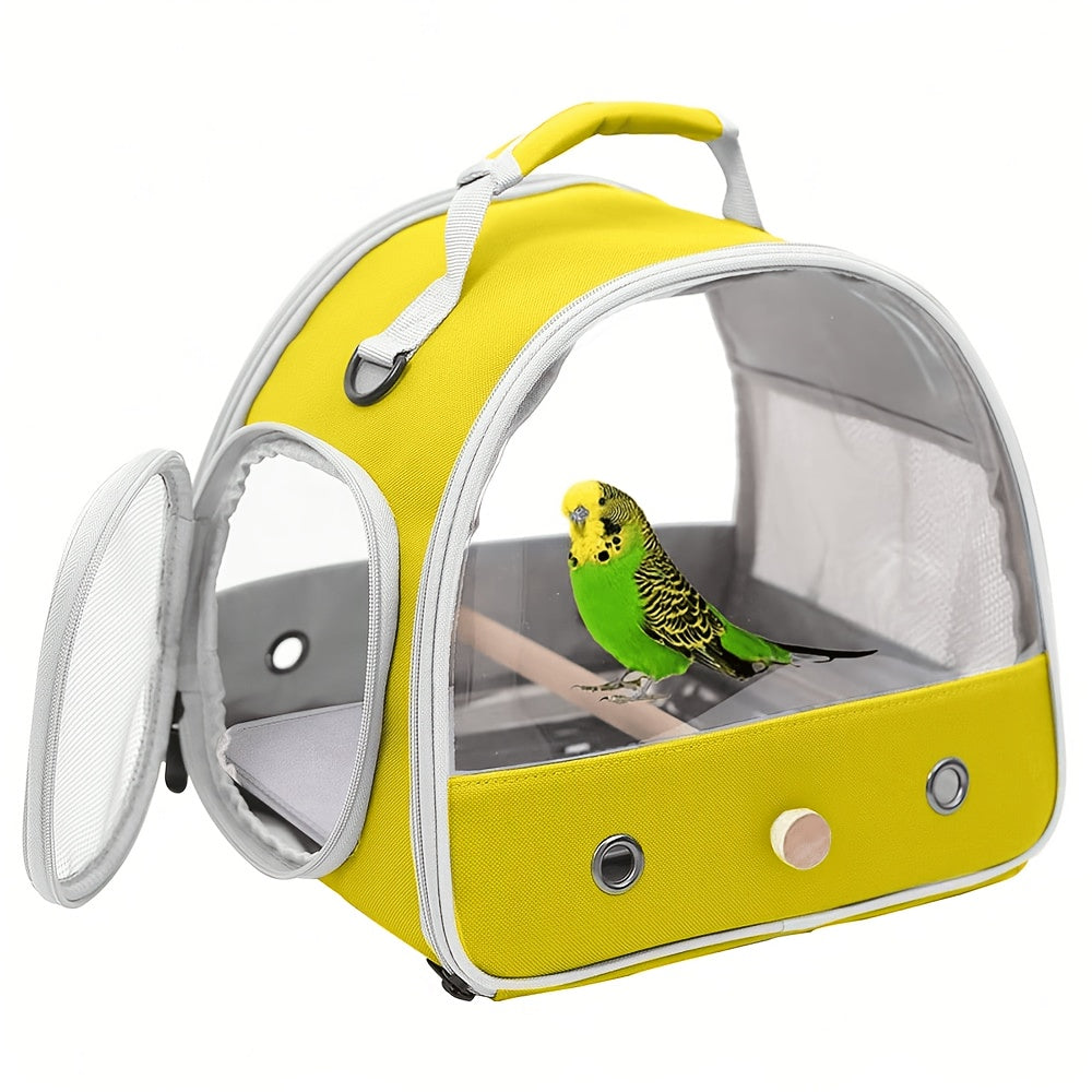 Foldable Bird Travel Cage Carrier for Parakeets, Budgies, Cockatiels, Conures & Parrots – Compact Transport Case with Perch & Soft Mat, Airline Approved for Vet Trips & Outdoor Adventures