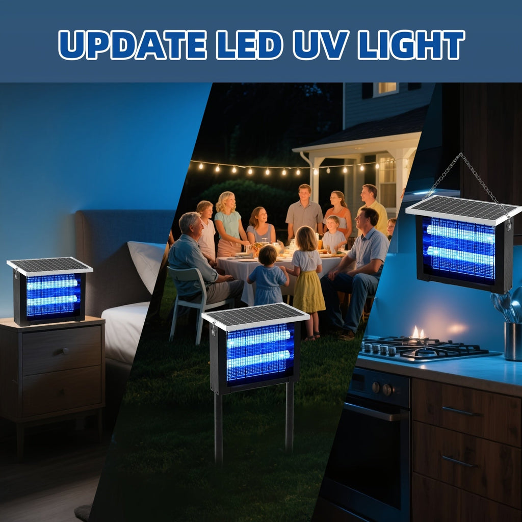 Powerful Solar Bug Zapper - 2,000 Sq Ft Coverage - Portable Rechargeable Cordless Mosquito & Fly Zapper - Patio, Garden, Backyard, RV & Camping Pest Control