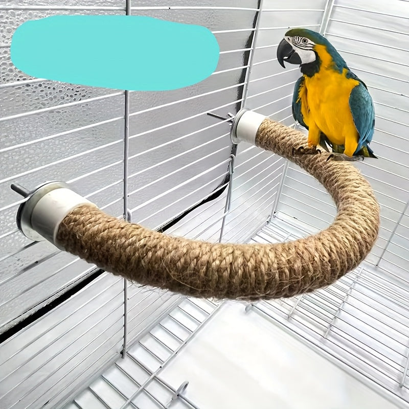 U-Shaped Sisal Rope Bird Perch for Bird Cage - Natural Rope Stand for Parrot Climbing, Beak & Nail Grinding - Bird Cage Accessory for Parrots, Parakeets, Cockatiels, Budgies, Lovebirds (Random Color)