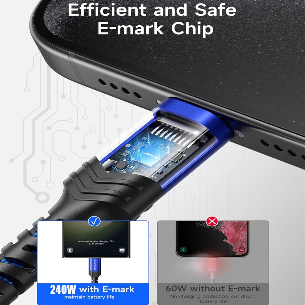 240W USB-C to USB-C Fast Charging Cable - 1m, 2m & 3m - For MacBook, iPad, iPhone 17/16/15, Samsung Galaxy, Google Pixel & More - 6 Colors