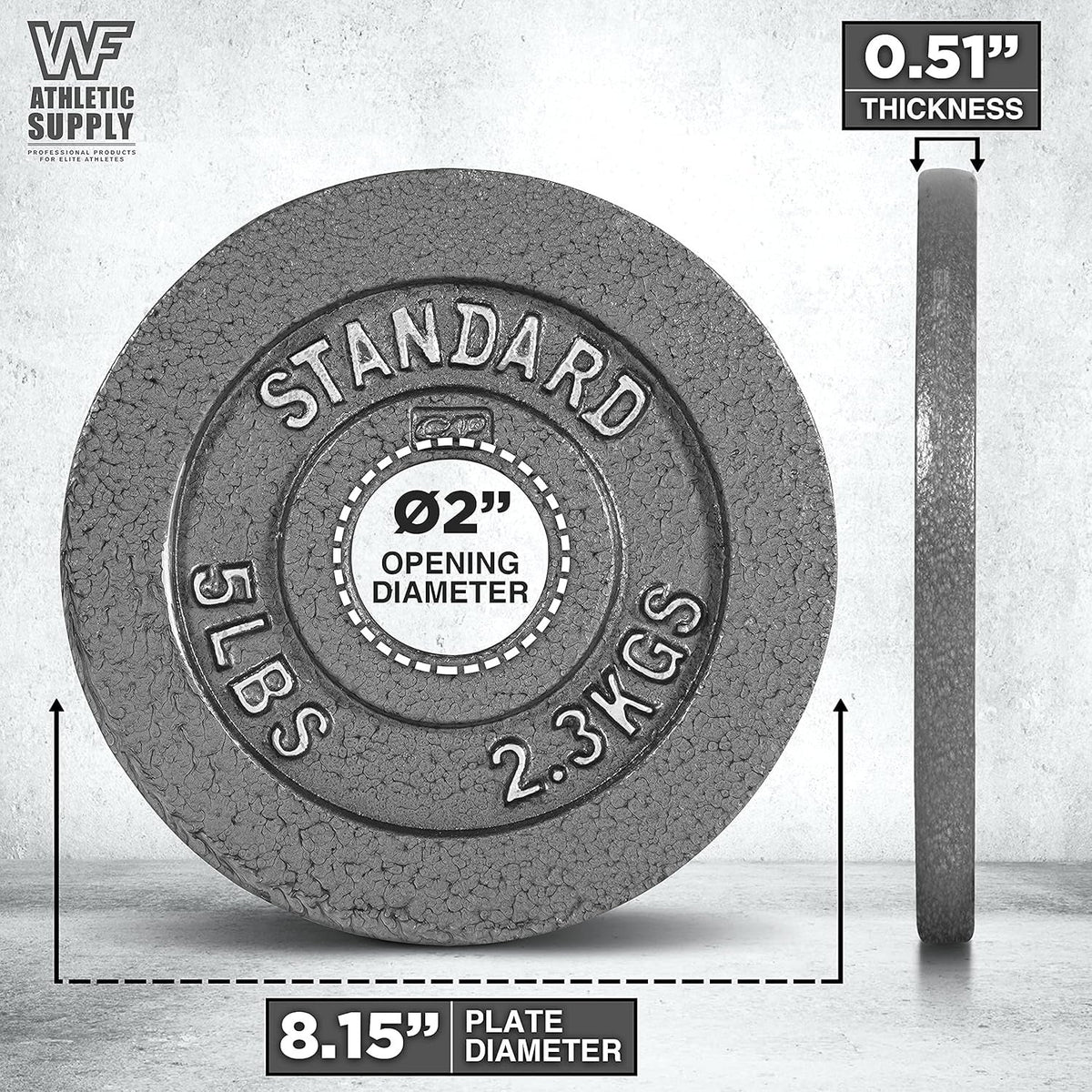 Cast Iron Weight Plates 2-Inch Solid Baked Enamel Finish for Strength Training, Weightlifting, Bodybuilding, Powerlifting, Home Gym Barbell - 2.5, 5, 10, 25, 35, 45, 100 LB