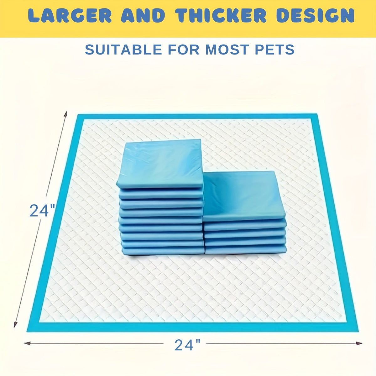 Ultra Absorbent Dog Potty Pads – 300% Thicker Leak-Proof Backing, 28"x34" & 24"x24" Sizes, 50-200 Pads Bulk Pack, for Home, Travel & Camping, Ideal for Active Dogs & Puppies