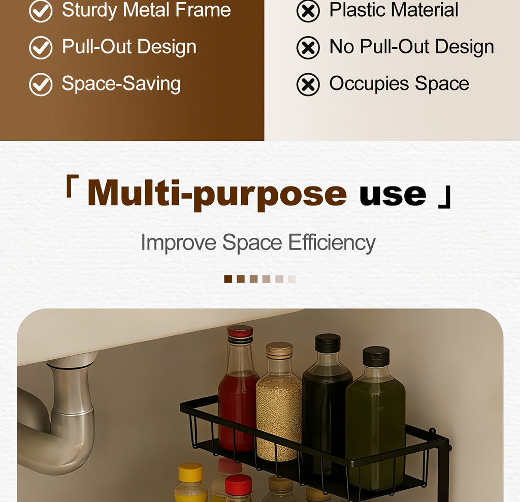 Pull-Out Under Sink Organizer, 2-Tier Slide-Out Cabinet Shelf, Kitchen/Bathroom Utility Storage Rack, Sliding Cabinet Organizer for Under Sink, Kitchen, Bathroom, or Pantry – 1 or 2 Pack Options
