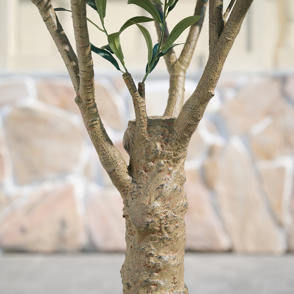 Artificial Olive Tree 5/6/7/8ft with Black Planter, Faux Olive Plant with Silk Leaves & Realistic Trunk, UV-Resistant Indoor Outdoor Home Office Living Room Bedroom Decor, No Maintenance