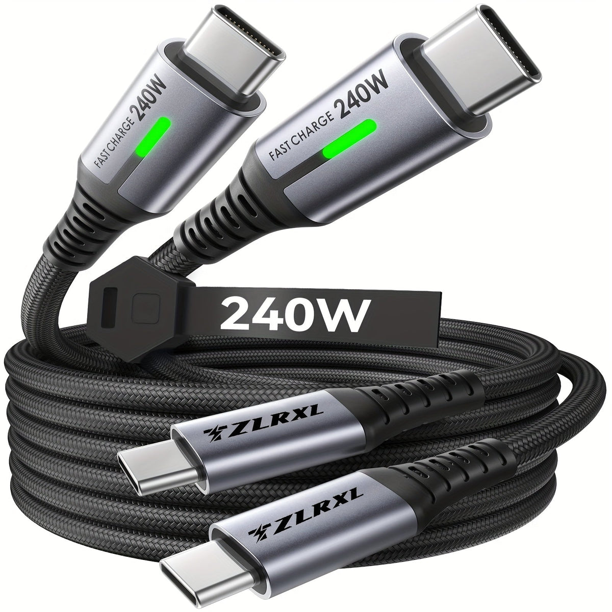 240W USB-C to USB-C Cable - Ultra-Fast Charging & High-Speed Data Transfer - Nylon Braided - 1m & 2m - For Samsung, iPhone 15/16, MacBook & iPad - 5 Colors