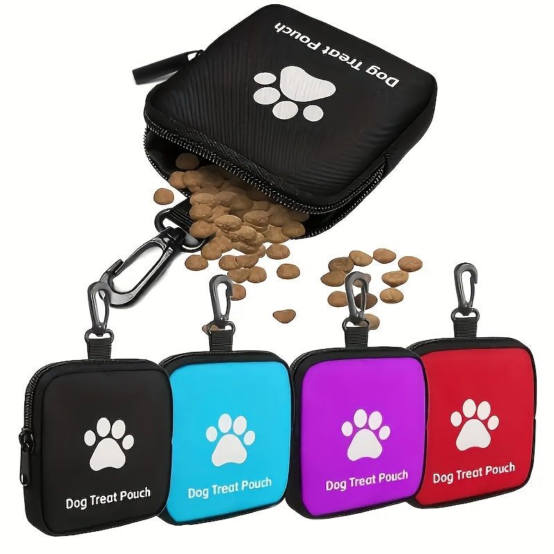 Dog Training Treat Pouch with Zipper - Portable Pet Snack Bag for Outdoor Walks, Training, and Travel, Hands-Free Dog Treat Bag with Belt Clip, 4 Colors: Black, Purple, Blue, Red