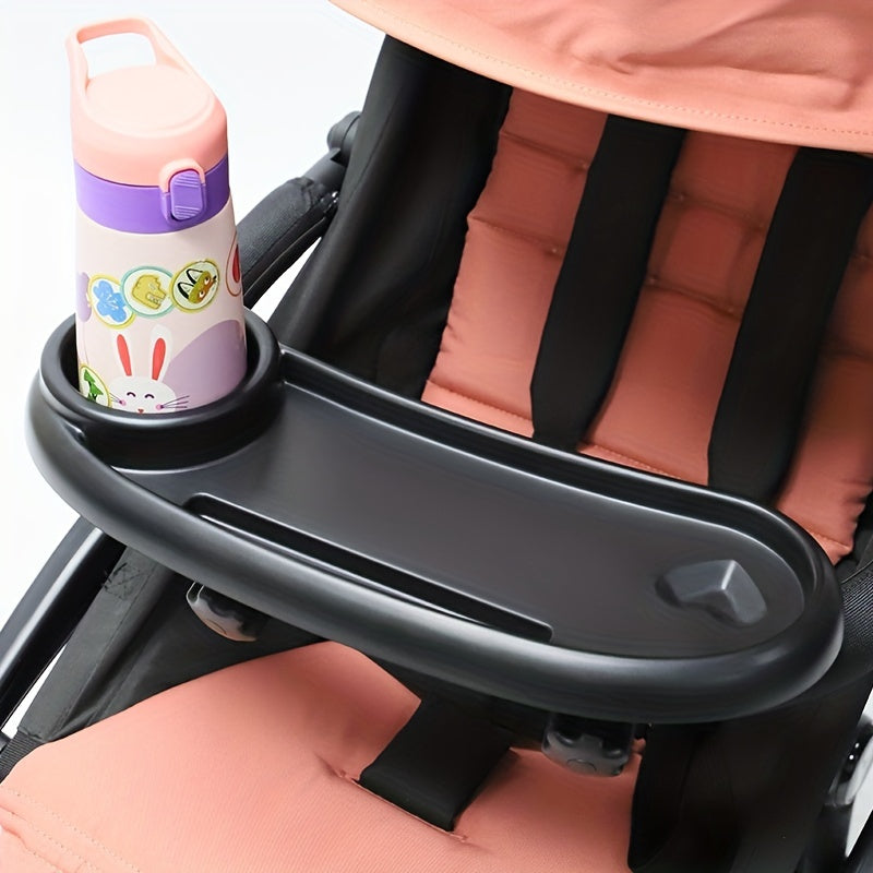 3-in-1 Stroller Cup Holder with Phone Holder & Snack Tray, Universal Bottle Holder for Stroller Walker Bike & Scooter, Compatible with UPPAbaby Nuna Bugaboo Doona, Black