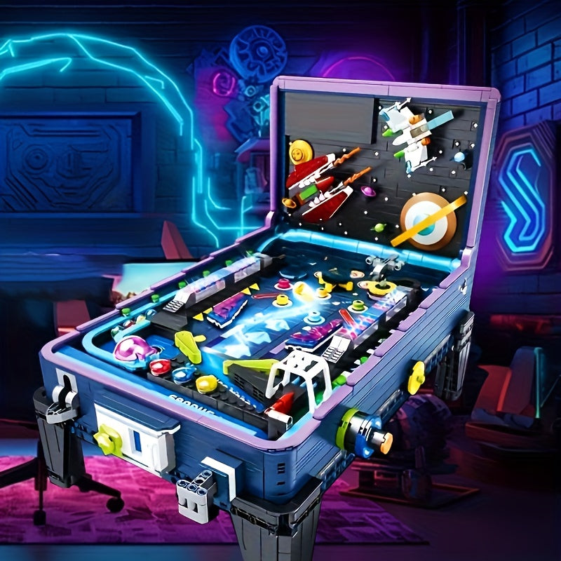 Pinball Machine Building Block Set, 2300 Pieces, MOC Arcade Game Console Table Toy for Adults, Teens, Family Fun, Holiday Gift, Creative STEM Build with Original Box
