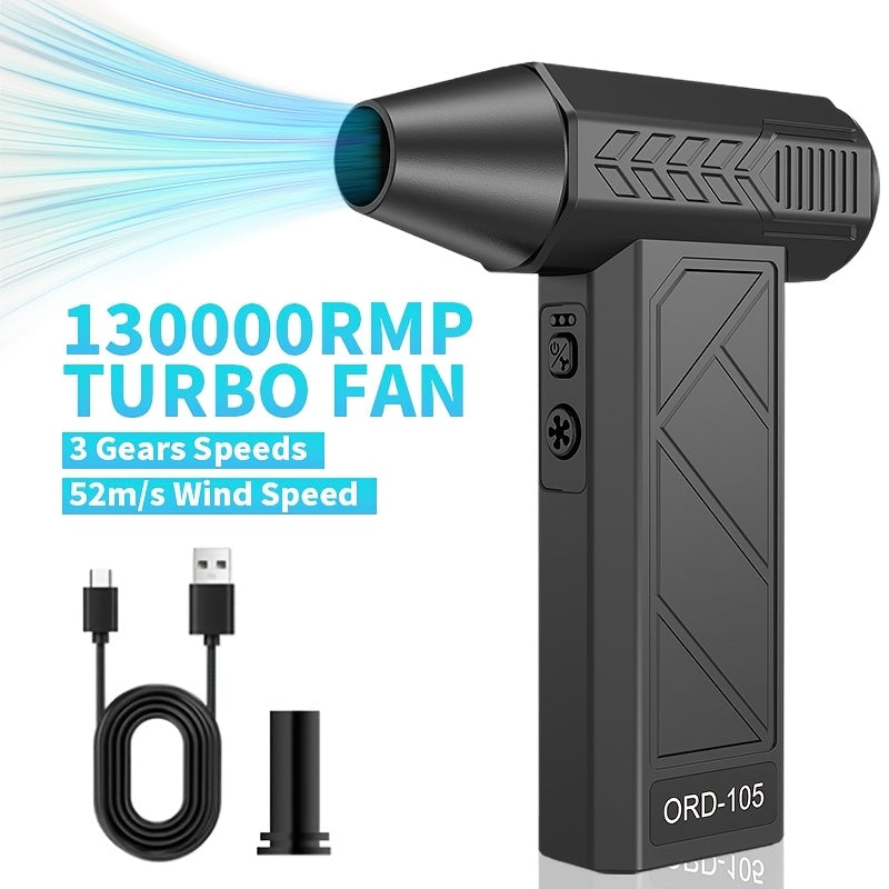 Portable Turbo Air Blower 130,000 RPM Rechargeable – High-Power Electric Dust Blower Fan, 3-Speed Adjustment for Computer Keyboard, Car, Camping, and Snow Cleaning, Birthday Gift for Men