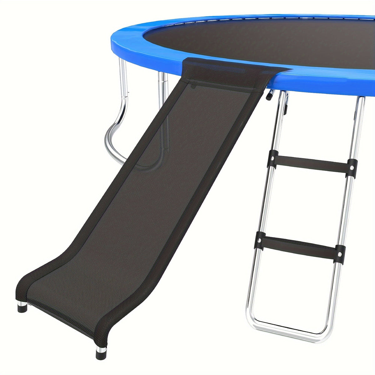 Trampoline Ladder and Slide Kit, 2-Step Wide Safety Stairs, Tear-Resistant Slide, PE Galvanized Steel Universal Trampoline Accessories for Kids and Adults 14+, Outdoor Backyard Play