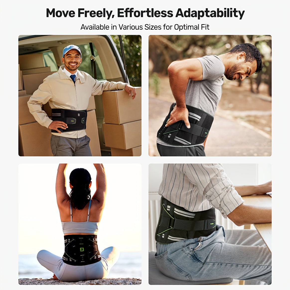 Lumbar Support Back Brace with Massage Pad, Breathable Lower Back Support Belt for Men & Women – Adjustable Strap Pain Relief Waist Belt for Work, Lifting, and Driving (Orange & Blue, S-XXL)