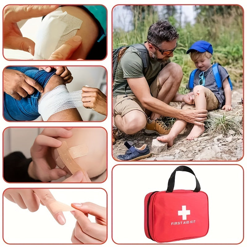 22-Piece Portable First Aid Kit for Car Travel, Camping, and Hiking; Compact Emergency Medical Rescue Kit for Home, Office, and Outdoor Adventures; Lightweight Zip Bag