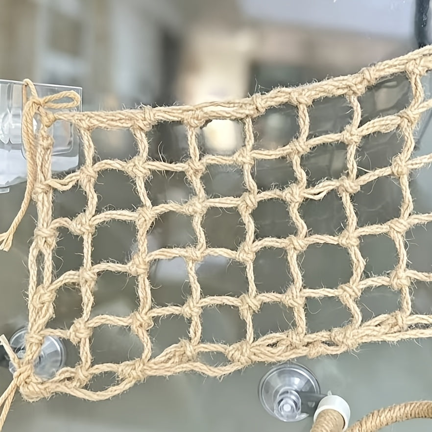 Bird Climbing Net 2-Pack - Hemp Rope Mesh Ladder for Bird Cages, Bite-Resistant Perch Climbing Toy for Parakeets, Parrots & Small Birds, 7.87 x 11.81 Inches Each