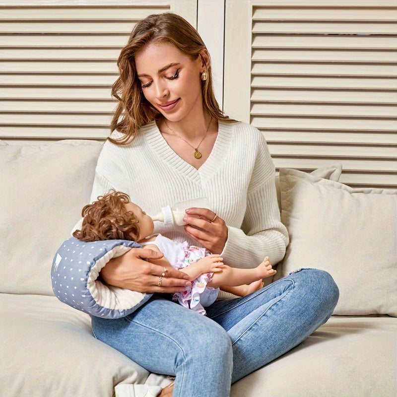 Ergonomic Baby Feeding Pillow & Nursing Armrest Cushion with Adjustable Strap, Soft Polyester Breastfeeding Support Pillow for Bottle Feeding & Nursing, Travel-Friendly Infant Arm Pillow