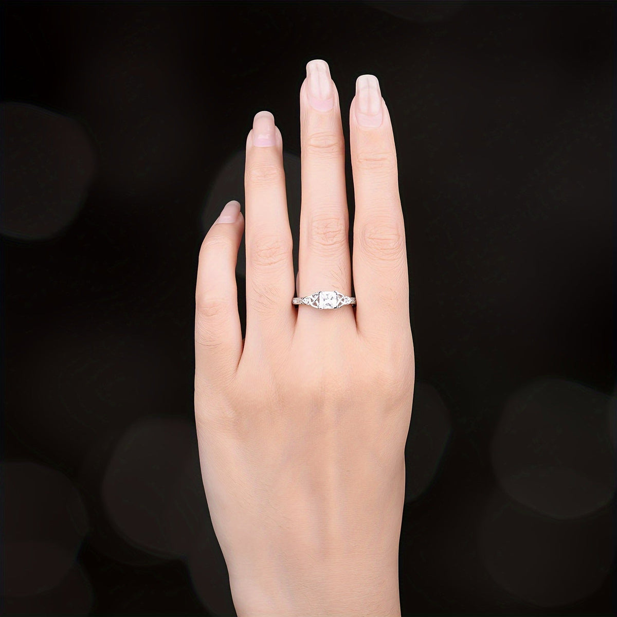 Princess Cut CZ Engagement Ring 925 Sterling Silver Platinum Plated – Cubic Zirconia Bridal Band Women's Sizes 4-12, Silver, Yellow Gold, Rose Gold, Wedding Promise Ring, Gift Box