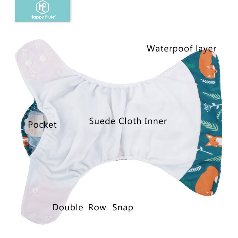 HappyFlute 4-Pack Washable Reusable Cloth Diaper Cover Set, Adjustable Snap Nappy Cover Fits 6.61–33.07 lb Babies & Toddlers, Eco-Friendly Waterproof Cloth Diaper Covers for Boys & Girls, Planet