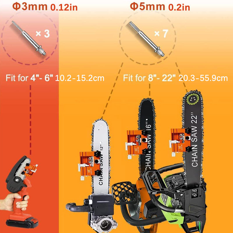 Chainsaw Sharpener Jig Kit – Portable Hand-Cranked Chainsaw Sharpening Tool with Carbide Burrs, 1/3/5/10Pcs, Easy DIY Sharpening for All Chainsaw Chains