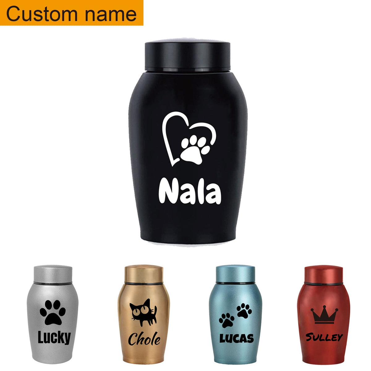 Personalized Pet Urn for Ashes – Stainless Steel Dog & Cat Cremation Urn with Threaded Lid, Custom Memorial Keepsake for Beloved Pets