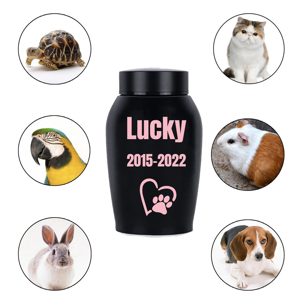 Personalized Pet Urn for Ashes – Stainless Steel Dog & Cat Cremation Urn with Threaded Lid, Custom Memorial Keepsake for Beloved Pets