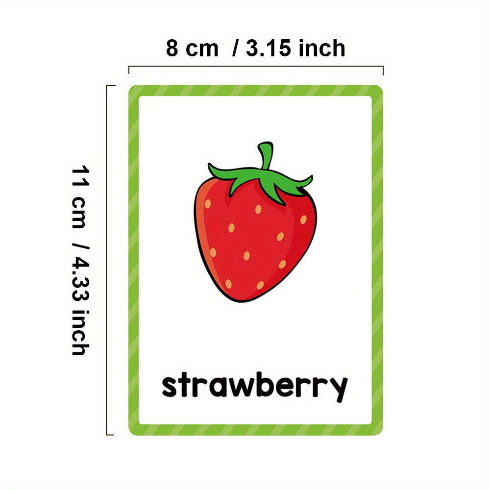 80pcs Educational Flash Cards for Kids: Numbers, Colors, Shapes, Fruits, Vegetables, Food Vocabulary with English Labels & 4 Sorting Rings - Durable Learning Flashcards for Toddlers, Preschool, Kindergarten