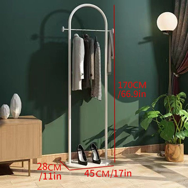 Marble Base Freestanding Clothes Rack - Semi-Circular Design, Coat & Hat Stand, Clothing Storage Hanger for Bedroom & Home - White Frame/White Base & Black Frame/White Base