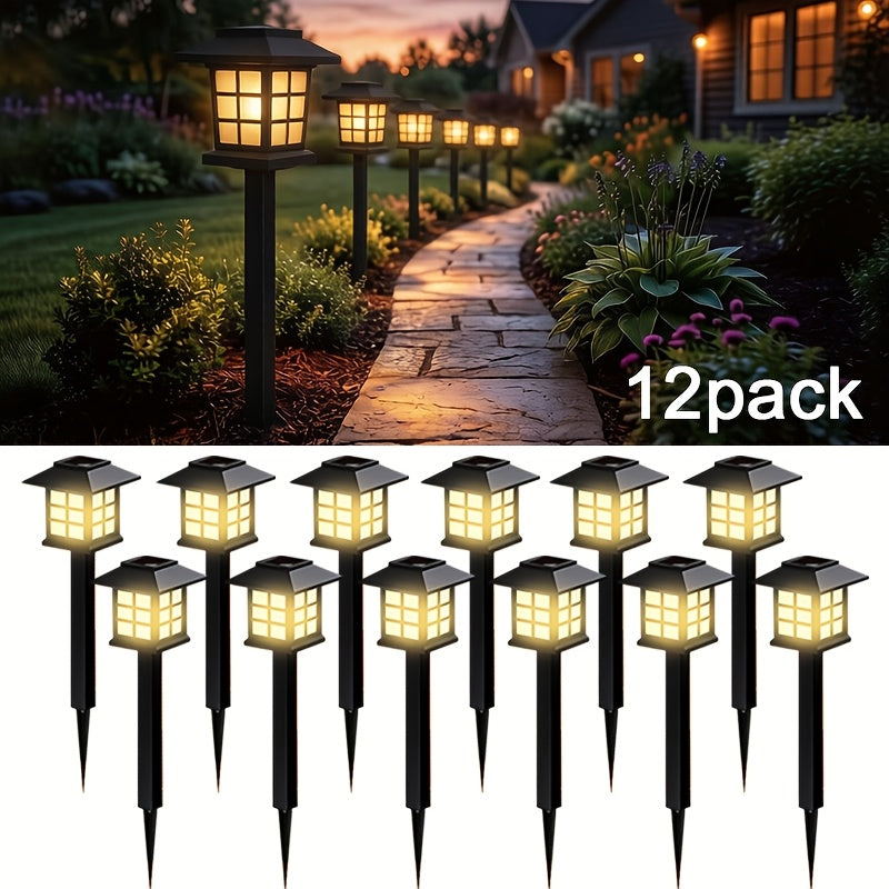 Solar Outdoor Lights Waterproof LED Landscape Garden Path Lights – Warm White, Auto On/Off, 6-Pack/24-Pack for Footpaths, Driveways, Courtyards, Lawns, Holiday, Christmas, and Halloween Decoration