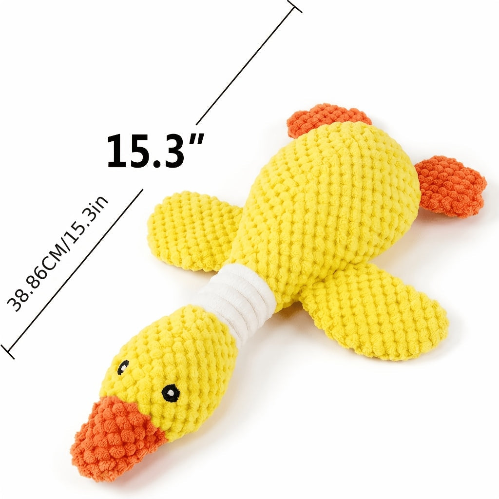 Duck Squeaky Plush Dog Toy 1 or 2 Pack - Indestructible Crinkle Chew Toy for Aggressive Chewers and Teething Puppies, Durable Goose Design for Small, Medium, and Large Breed Dogs