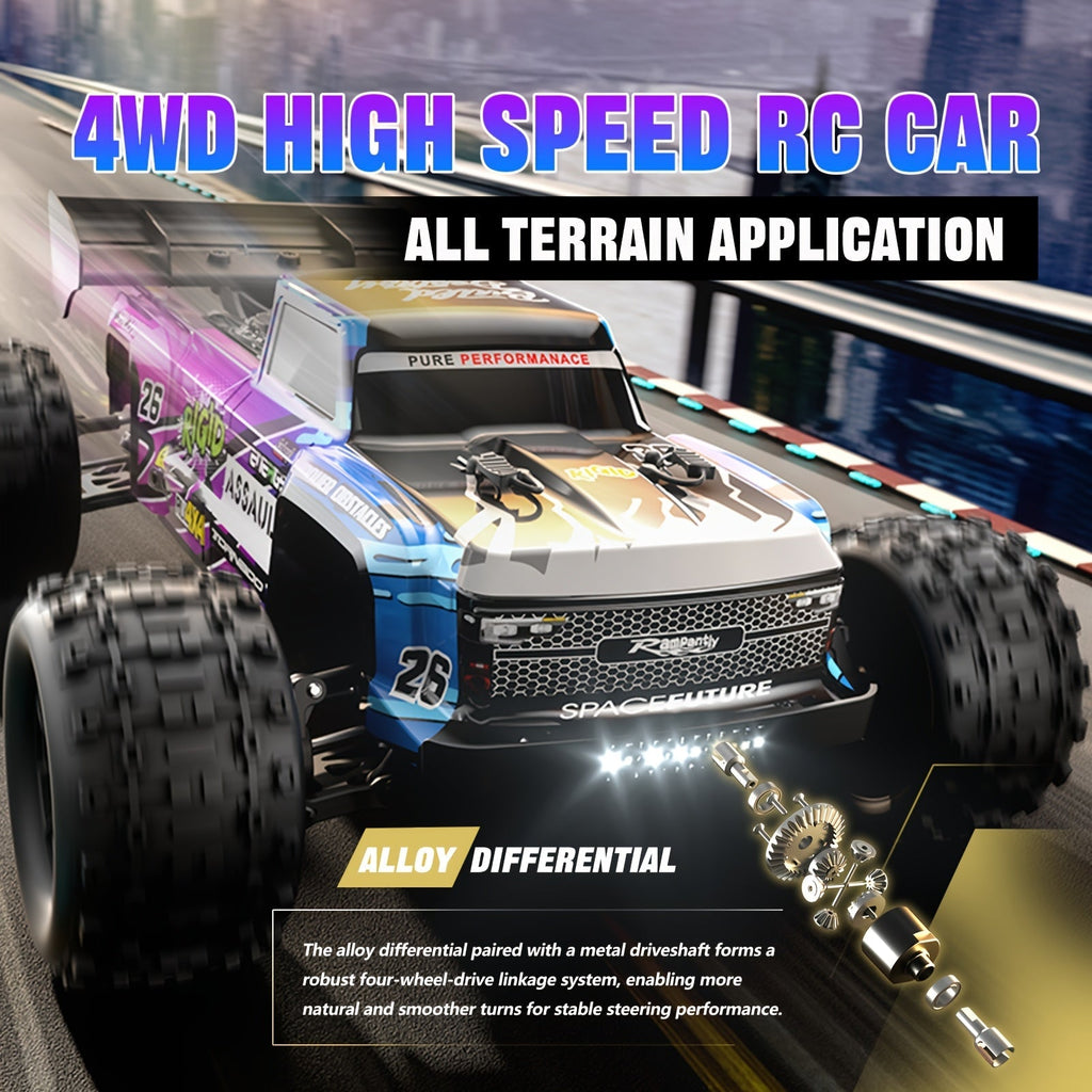 ZHUOYOU 1:12 Scale 4WD Brushless RC Car, 60KM/H High-Speed All-Terrain Off-Road Truck with Alloy Chassis, LED Lights, 2.4GHz & Dual Batteries – Fast RC Truck for Adults & Kids