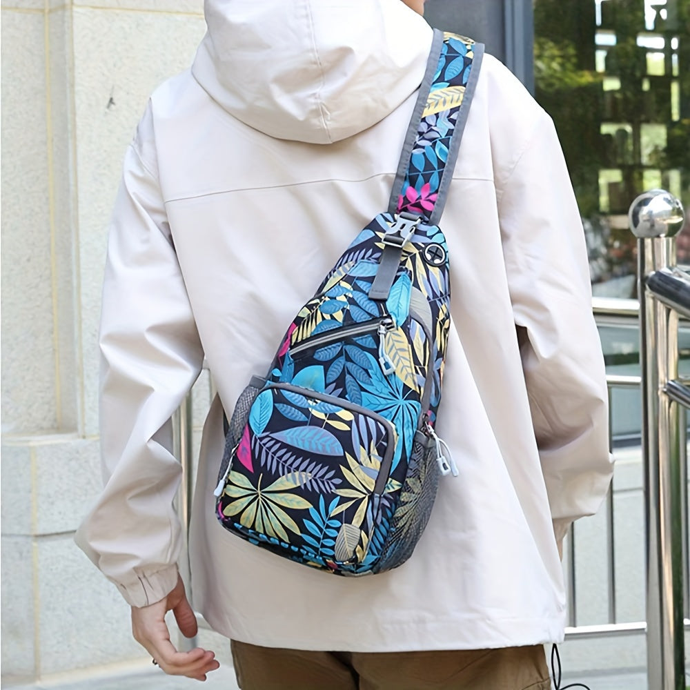 大容量男女单肩斜挎包——多功能刺绣运动风旅行包，带安全拉链，适合日常通勤与户外活动，多色可选