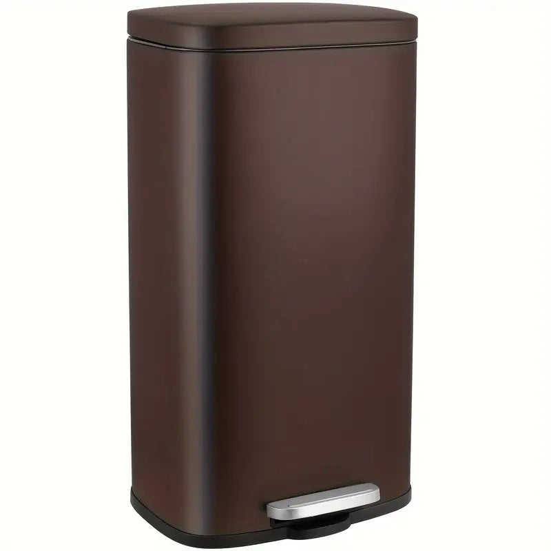 Stainless Steel Step Trash Can 7.93 Gallon – Soft-Close Hinged Lid Odor-Seal Waste Bin with Removable Inner Bucket for Kitchen Bathroom Bedroom in 6 Colors