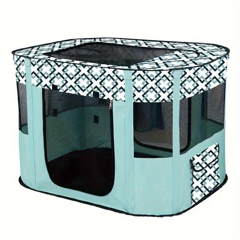 Foldable Pet Playpen for Dogs, Cats, Puppies, Kittens, and Rabbits – Portable Dog Exercise Kennel for Indoor, Outdoor, Camping, and Travel, Includes Storage Bag (Purple/Green, Sizes: M, L, XL, XXL)
