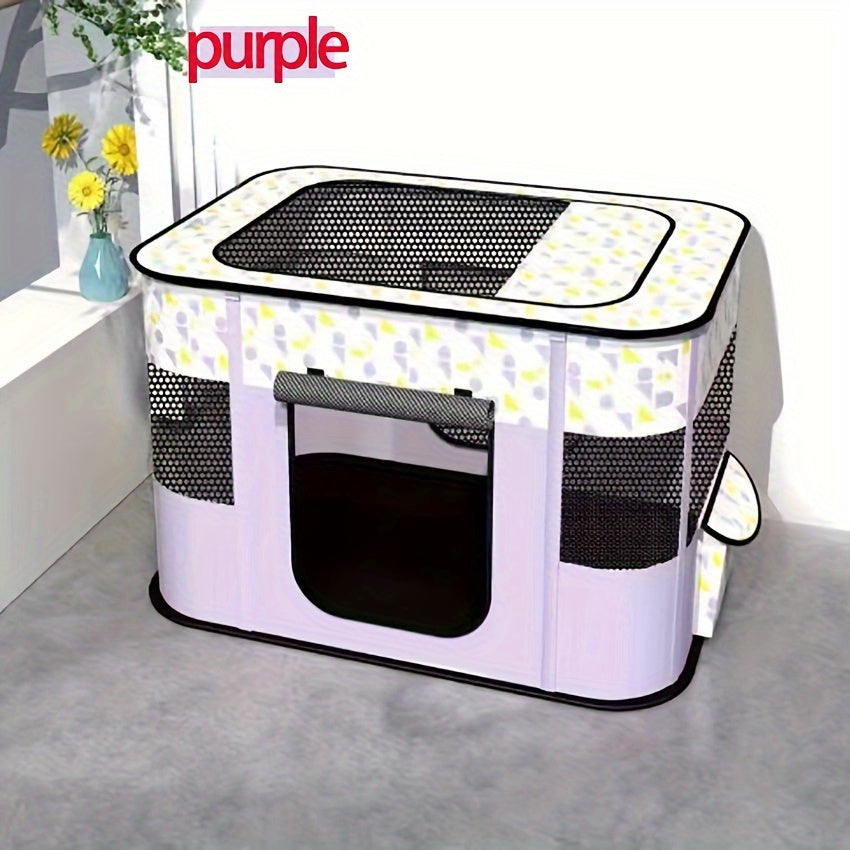 Foldable Pet Playpen for Dogs, Cats, Puppies, Kittens, and Rabbits – Portable Dog Exercise Kennel for Indoor, Outdoor, Camping, and Travel, Includes Storage Bag (Purple/Green, Sizes: M, L, XL, XXL)