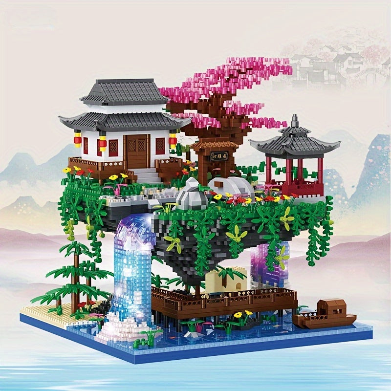 3320-Piece Micro Building Blocks Bonsai Tree Set: Chinese Architecture Peach Blossom and Cherry Blossom Collectible Model Kit for Adults and Teens, Home Decor Display Gift