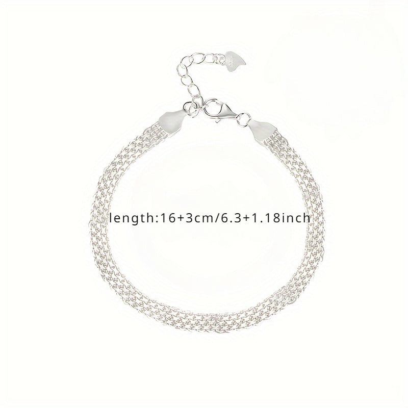 S925 Sterling Silver Sparkling Bracelet, Hypoallergenic Elegant Luxury Bangle for Women and Men, Ideal for Banquets and Formal Occasions, 3.65g Lightweight Fine Jewelry Gift