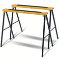 SAFSTAR Heavy Duty Steel Sawhorse Set of 2 Folding A-Frame 275 Lb Per Horse Quick Setup & Compact Folding for Workshop & Job Site – Black Yellow