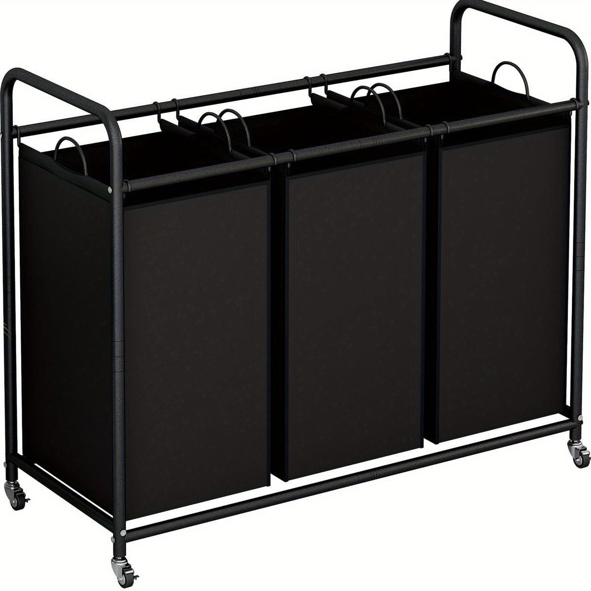 3-Bag Laundry Sorter Cart - 240L/63.4gal, Heavy-Duty Lockable Rolling Wheels, Removable Bags, Non-Woven Reinforced Frame - Bedroom & Laundry Room - Black, Gray, Beige & Brown