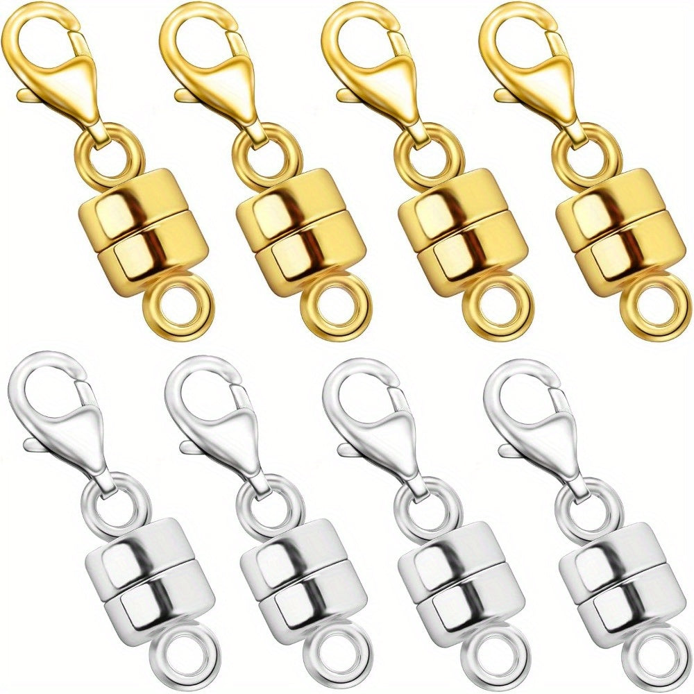 Magnetic Necklace Clasps and Closures with Lobster Clasp Converters – Gold and Silver Jewelry Findings for Bracelets, Necklaces, and Chains – Available in 2, 6, 7, 8, 9, 16, and 18 Piece Sets