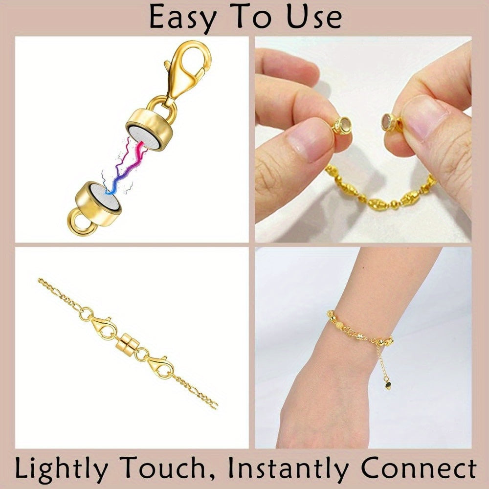 Magnetic Necklace Clasps and Closures with Lobster Clasp Converters – Gold and Silver Jewelry Findings for Bracelets, Necklaces, and Chains – Available in 2, 6, 7, 8, 9, 16, and 18 Piece Sets