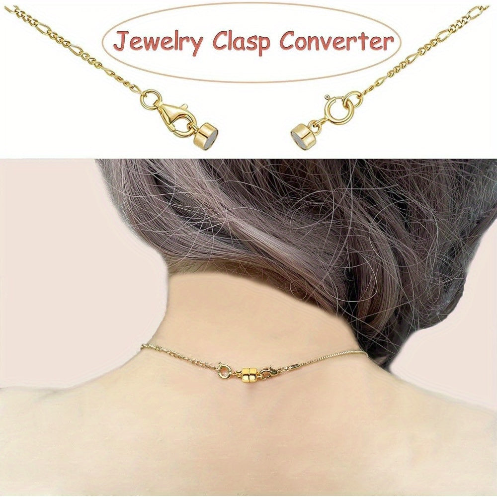 Magnetic Necklace Clasps and Closures with Lobster Clasp Converters – Gold and Silver Jewelry Findings for Bracelets, Necklaces, and Chains – Available in 2, 6, 7, 8, 9, 16, and 18 Piece Sets