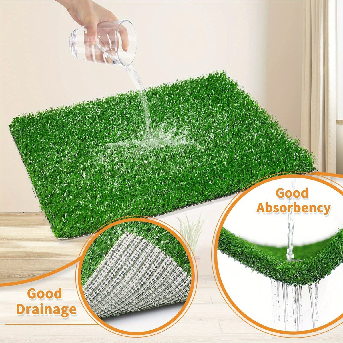 2-Pack Washable Dog Potty Training Mat, Reusable Artificial Grass Pad with Odor Control for Puppies and Adult Dogs, Indoor/Outdoor Housebreaking and Travel Pet Waste Solution