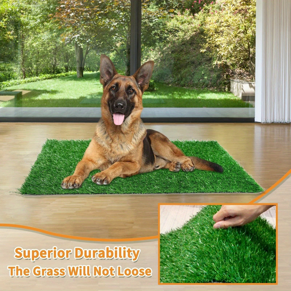 2-Pack Washable Dog Potty Training Mat, Reusable Artificial Grass Pad with Odor Control for Puppies and Adult Dogs, Indoor/Outdoor Housebreaking and Travel Pet Waste Solution