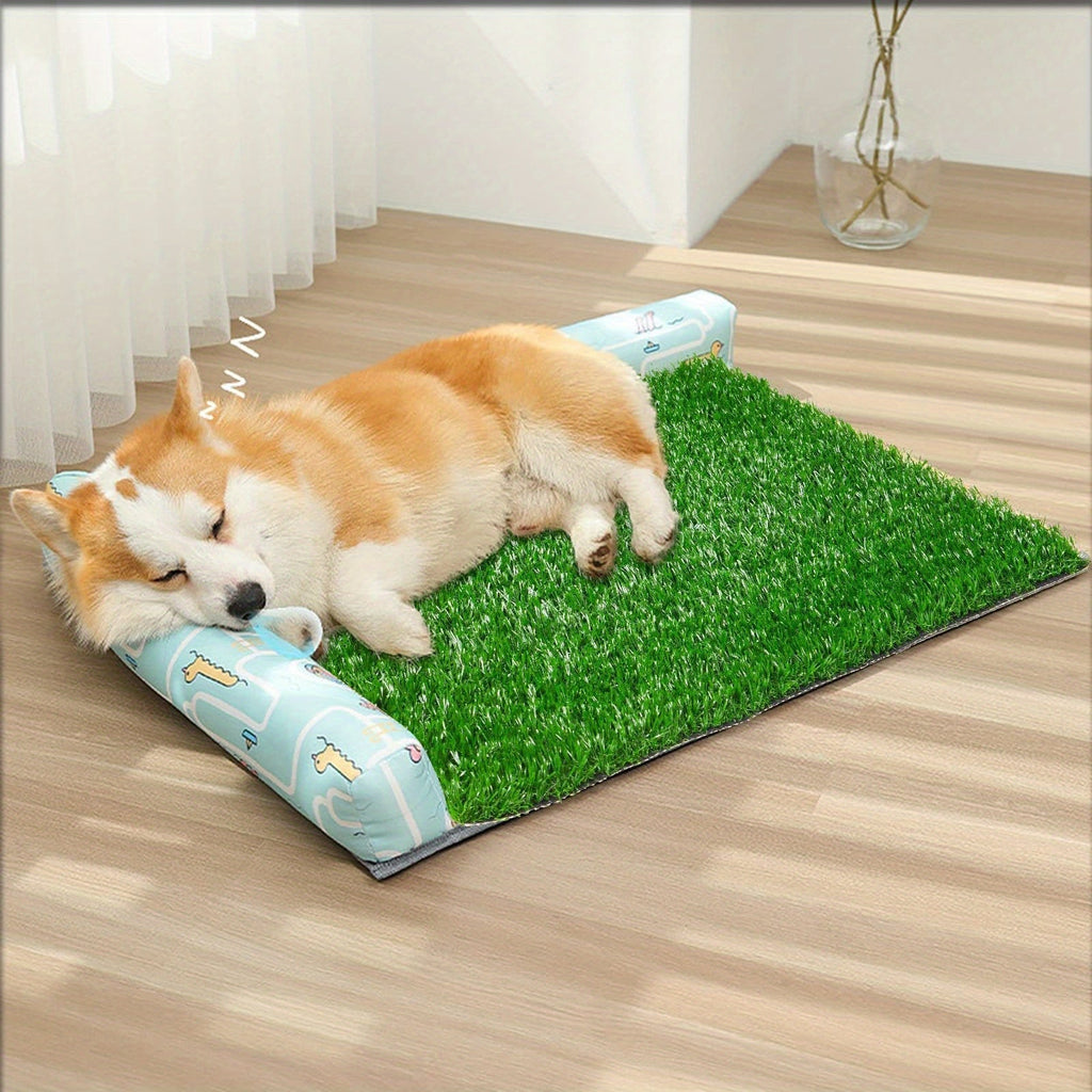 2-Pack Washable Dog Potty Training Mat, Reusable Artificial Grass Pad with Odor Control for Puppies and Adult Dogs, Indoor/Outdoor Housebreaking and Travel Pet Waste Solution