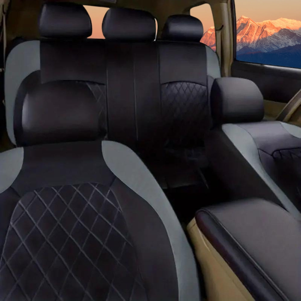PU Leather Car Seat Covers, Universal Fit, Waterproof, Quilted, All-Season, with Sponge Padding, for Cars, SUVs, Trucks, Gray/Black/Red/Blue, Single or 12-Piece Set