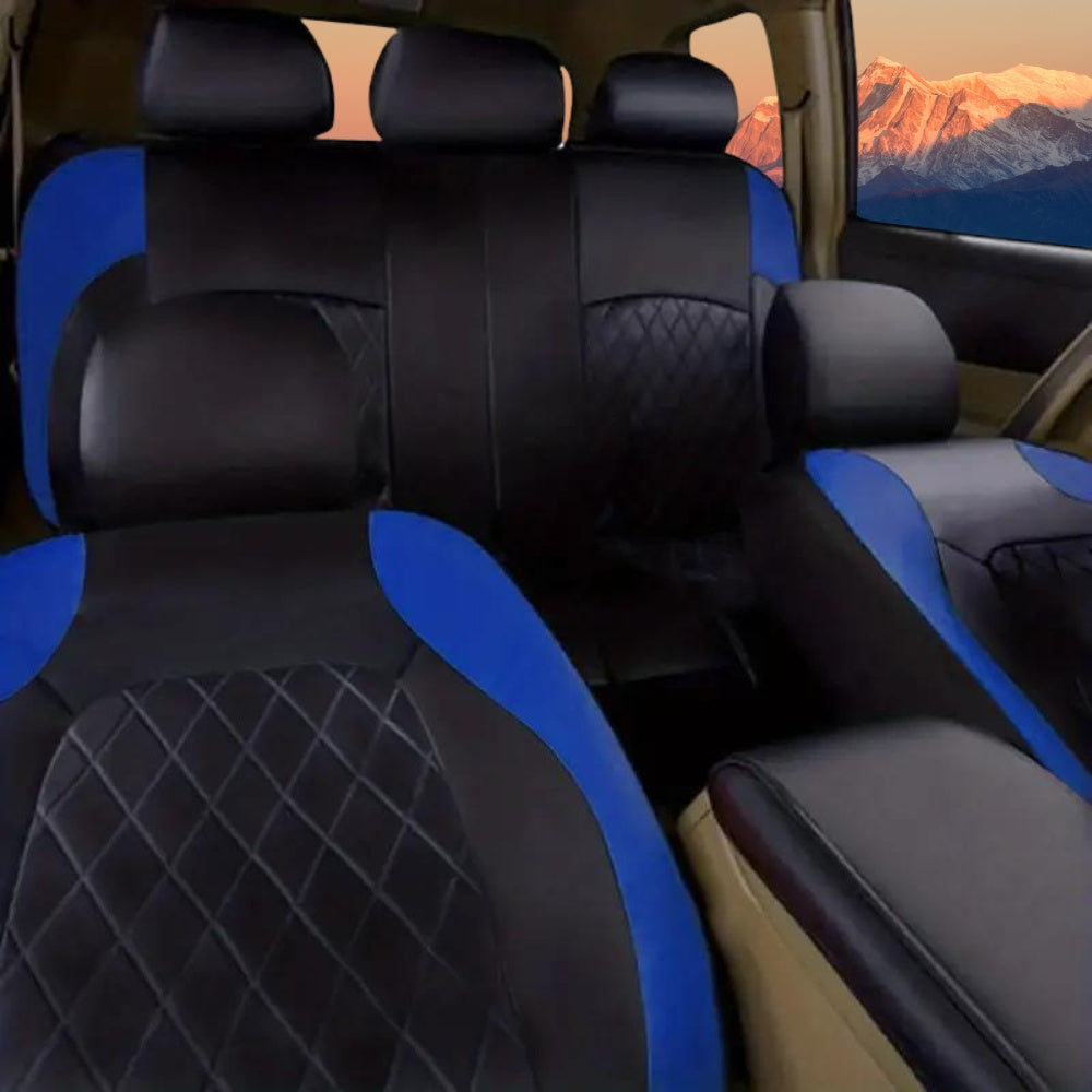 PU Leather Car Seat Covers, Universal Fit, Waterproof, Quilted, All-Season, with Sponge Padding, for Cars, SUVs, Trucks, Gray/Black/Red/Blue, Single or 12-Piece Set
