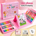 228-Piece Kids Art Painting Set with Easel, Complete Beginner Drawing Kit for Children Ages 3-12, Includes Sketchbook, Coloring Book, Acrylic Markers, Watercolor Pens, Oil Pastels, Colored Pencils & Eraser