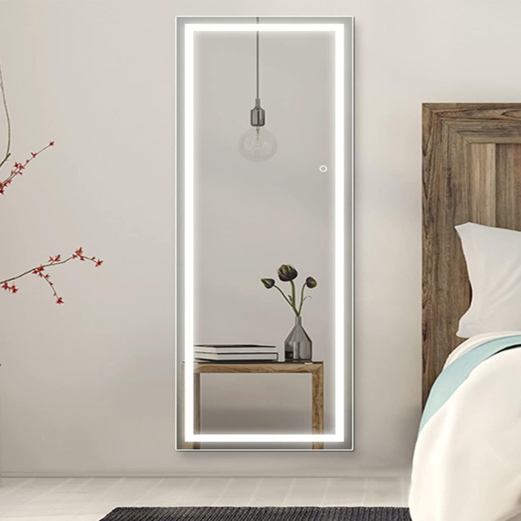 LED Lighted Full Length Mirror – Touch Control Free Standing Wall Mounted Leaning Full Body Mirror with Lights for Bedroom Dressing Room